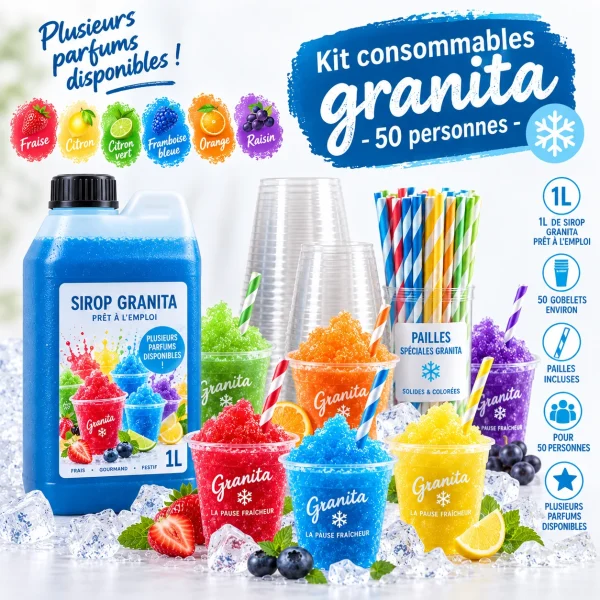 PACK GRANITA POUR 40 à 50 boissons 20cl - 9P Location